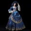 Vintage / Retro Medieval Navy Blue Ball Gown Prom Dresses 2021 V-Neck Long Sleeve Floor-Length / Long 3D Lace Handmade  Embroidered Appliques Backless Flower Cosplay Prom Formal Dresses