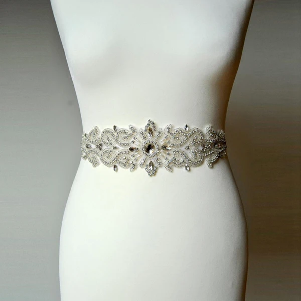 Luxury / Gorgeous White Prom Sash 2020 Metal Satin Handmade Beading Crystal Pearl Rhinestone Wedding Evening Party Accessories