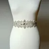Luxury / Gorgeous White Prom Sash 2020 Metal Satin Handmade  Beading Crystal Pearl Rhinestone Wedding Evening Party Accessories