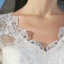 Chic / Beautiful Affordable White Plus Size Wedding Dresses A-Line / Princess Lace 1/2 Sleeves V-Neck Appliques Backless Embroidered Wedding 2020