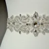 Luxury / Gorgeous White Prom Sash 2020 Metal Satin Handmade  Beading Crystal Pearl Rhinestone Wedding Evening Party Accessories