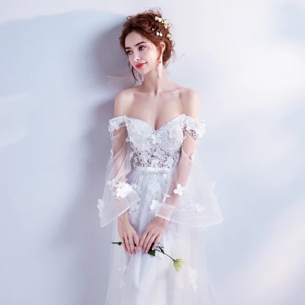 Chic / Beautiful White 2017 Evening Dresses A-Line / Princess Tulle Lace Appliques Backless Beading Strapless Evening Party Formal Dresses