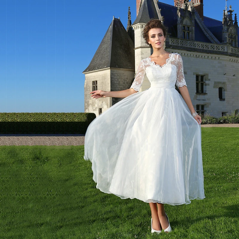 Chic Beautiful Affordable White Plus Size Wedding Dresses A Line Princess Lace 1 2 Sleeves V Neck Appliques Backless Embroidered Wedding 2020 Chic Beautiful Affordable White Plus Size Wedding Dresses A Line Princess Lace 1 2 Sleeves V Neck Appliques Backless Embroidered Wedding 2020