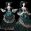 Vintage / Retro Medieval Navy Blue Ball Gown Prom Dresses 2021 V-Neck Long Sleeve Floor-Length / Long 3D Lace Handmade  Embroidered Appliques Backless Flower Cosplay Prom Formal Dresses