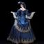Vintage / Retro Medieval Navy Blue Ball Gown Prom Dresses 2021 V-Neck Long Sleeve Floor-Length / Long 3D Lace Handmade  Embroidered Appliques Backless Flower Cosplay Prom Formal Dresses