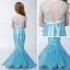 Amazing / Unique Hall Wedding Party Dresses 2017 Flower Girl Dresses Pool Blue Sequins Trumpet / Mermaid Glitter Floor-Length / Long Sash Scoop Neck Sleeveless Backless Flower Appliques Pearl