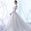 Schöne Champagner Durchsichtige Brautkleider 2018 Ballkleid Off Shoulder 3/4 Ärmel Rückenfreies Applikationen Mit Spitze Perlenstickerei Rüschen Kathedrale Schleppe