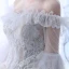 Schöne Champagner Durchsichtige Brautkleider 2018 Ballkleid Off Shoulder 3/4 Ärmel Rückenfreies Applikationen Mit Spitze Perlenstickerei Rüschen Kathedrale Schleppe