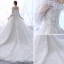 Schöne Champagner Durchsichtige Brautkleider 2018 Ballkleid Off Shoulder 3/4 Ärmel Rückenfreies Applikationen Mit Spitze Perlenstickerei Rüschen Kathedrale Schleppe
