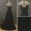 Modern / Fashion Black Summer Evening Dresses  2018 A-Line / Princess Spaghetti Straps Sleeveless Sash Beading Floor-Length / Long Ruffle Backless Formal Dresses