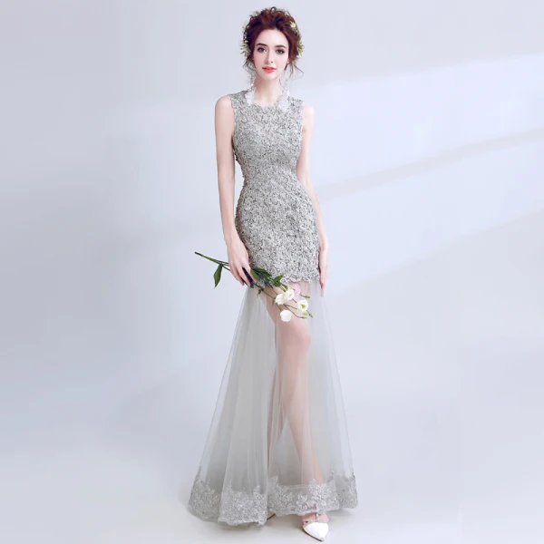 Chic Beautiful Grey Prom Dresses 2017 Sweetheart Sleeveless Appliques Lace Backless Sash Floor Length Long Formal Dresses Chic Beautiful Grey Prom Dresses 2017 Sweetheart Sleeveless Appliques Lace Backless Sash Floor Length Long Formal Dresses