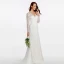 Sexy Bohemia White Wedding Dresses 2020 Long Sleeve Trumpet / Mermaid V-Neck Embroidered Sweep Train Wedding
