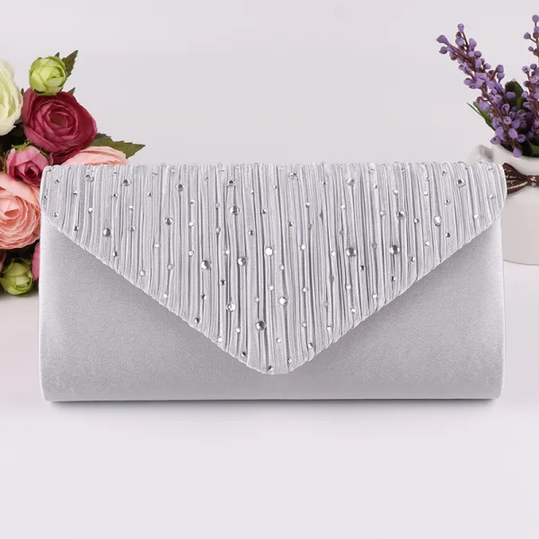 Aprikos Fine Suede Rhinestone Fest Clutch Veske 2023