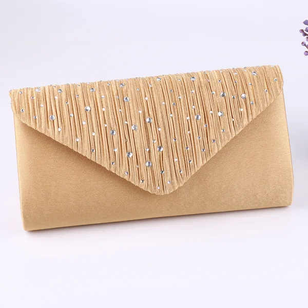 Aprikos Fine Suede Rhinestone Fest Clutch Veske 2023