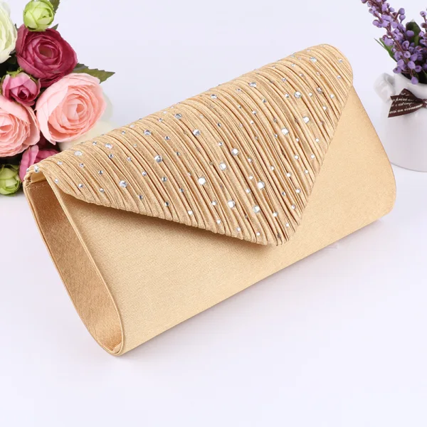 Aprikos Fine Suede Rhinestone Fest Clutch Veske 2023