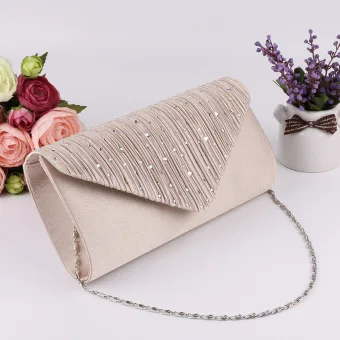 Beige Chic Beautiful Suede Rhinestone Cocktail Party Clutch Bags 2023