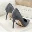 Modest / Simple Grey OL Office Suede Pumps High Heels 2022 9 cm Stiletto Heels Pointed Toe Pumps