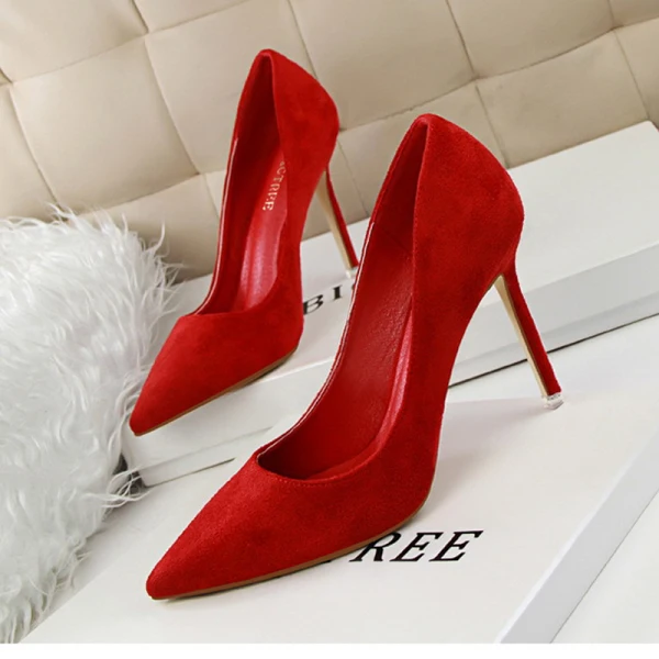 Modest / Simple Grey OL Office Suede Pumps High Heels 2022 9 cm Stiletto Heels Pointed Toe Pumps