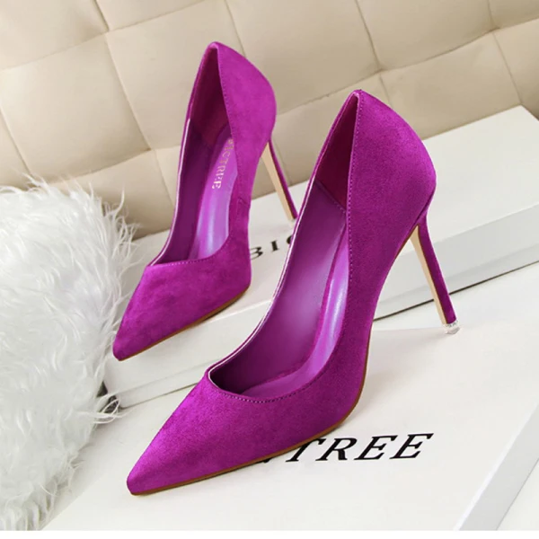 Modest / Simple Grey OL Office Suede Pumps High Heels 2022 9 cm Stiletto Heels Pointed Toe Pumps