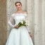 Modern / Fashion White Wedding Dresses 2020 A-Line / Princess Off-The-Shoulder Asymmetrical Embroidered Long Sleeve Wedding