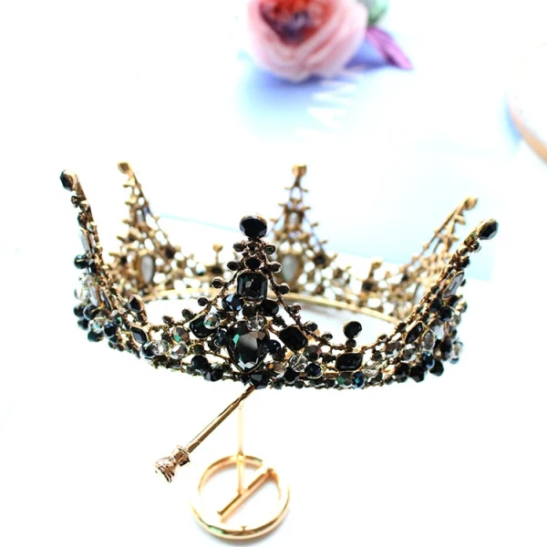 Luxury / Gorgeous Bridal Jewelry 2017 Black Rhinestone Metal Tiara