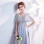 Chic / Beautiful Grey Evening Dresses  2017 A-Line / Princess V-Neck Lace Pierced Backless Beading Evening Party Formal Dresses