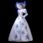Vintage / Retro Medieval Chinese style White Royal Blue Ball Gown Prom Dresses 2021 Long Sleeve High Neck Zipper Up Floor-Length / Long Printing Cosplay Prom Formal Dresses
