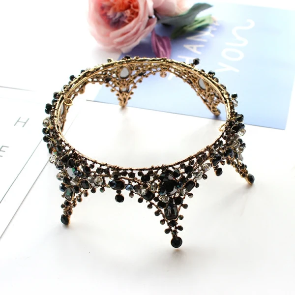 Luxury / Gorgeous Bridal Jewelry 2017 Black Rhinestone Metal Tiara