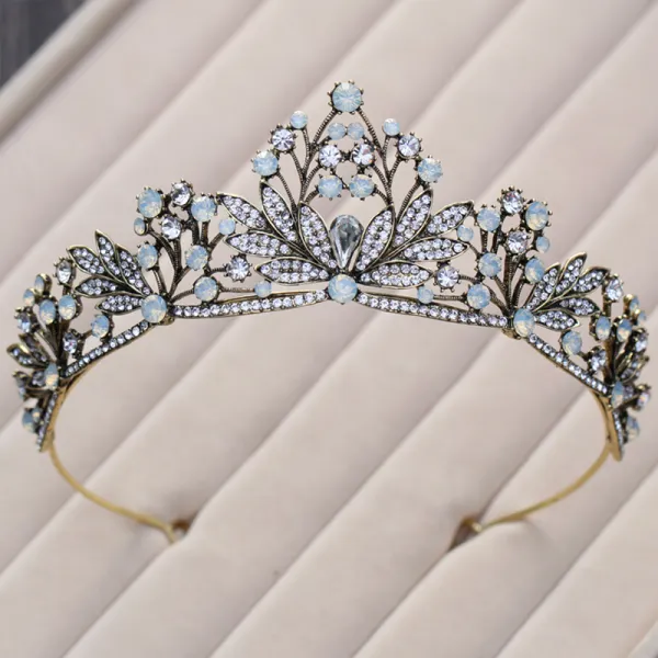 Elegant Classic Sky Blue Bridal Jewelry 2017 Metal Beading Crystal Rhinestone Headpieces Prom Wedding Accessories