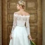 Modern / Fashion White Wedding Dresses 2020 A-Line / Princess Off-The-Shoulder Asymmetrical Embroidered Long Sleeve Wedding