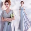 Chic / Beautiful Grey Evening Dresses  2017 A-Line / Princess V-Neck Lace Pierced Backless Beading Evening Party Formal Dresses