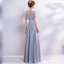 Chic / Beautiful Grey Evening Dresses  2017 A-Line / Princess V-Neck Lace Pierced Backless Beading Evening Party Formal Dresses
