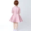 Chic / Beautiful Hall Wedding Party Dresses 2017 Flower Girl Dresses Candy Pink Short A-Line / Princess Cascading Ruffles Bow Sash High Neck Long Sleeve Flower Appliques