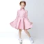 Chic / Beautiful Hall Wedding Party Dresses 2017 Flower Girl Dresses Candy Pink Short A-Line / Princess Cascading Ruffles Bow Sash High Neck Long Sleeve Flower Appliques