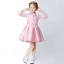 Chic / Beautiful Hall Wedding Party Dresses 2017 Flower Girl Dresses Candy Pink Short A-Line / Princess Cascading Ruffles Bow Sash High Neck Long Sleeve Flower Appliques