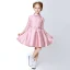 Chic / Beautiful Hall Wedding Party Dresses 2017 Flower Girl Dresses Candy Pink Short A-Line / Princess Cascading Ruffles Bow Sash High Neck Long Sleeve Flower Appliques