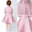 Chic / Beautiful Hall Wedding Party Dresses 2017 Flower Girl Dresses Candy Pink Short A-Line / Princess Cascading Ruffles Bow Sash High Neck Long Sleeve Flower Appliques