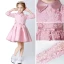 Chic / Beautiful Hall Wedding Party Dresses 2017 Flower Girl Dresses Candy Pink Short A-Line / Princess Cascading Ruffles Bow Sash High Neck Long Sleeve Flower Appliques