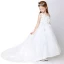 Amazing / Unique Church Wedding Party Dresses 2017 Flower Girl Dresses White Cathedral Train Ball Gown Backless One-Shoulder Sleeveless Flower Appliques Lace Rhinestone