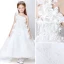 Amazing / Unique Church Wedding Party Dresses 2017 Flower Girl Dresses White Cathedral Train Ball Gown Backless One-Shoulder Sleeveless Flower Appliques Lace Rhinestone