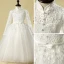 Style Chinois Église Robe Pour Mariage 2017 Robe Ceremonie Fille Blanche Longue Robe Boule Col Haut Manches Longues Fleur Appliques Noeud Ceinture