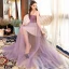 Sexy Lavande Été Robe De Soirée 2018 Princesse épaules Sans Manches Perlage Faux Diamant Longue Volants Dos Nu Robe De Ceremonie