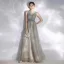 Modern / Fashion Grey Evening Dresses  2020 A-Line / Princess Scoop Neck Star Sequins Backless Crystal Sleeveless Floor-Length / Long Formal Dresses