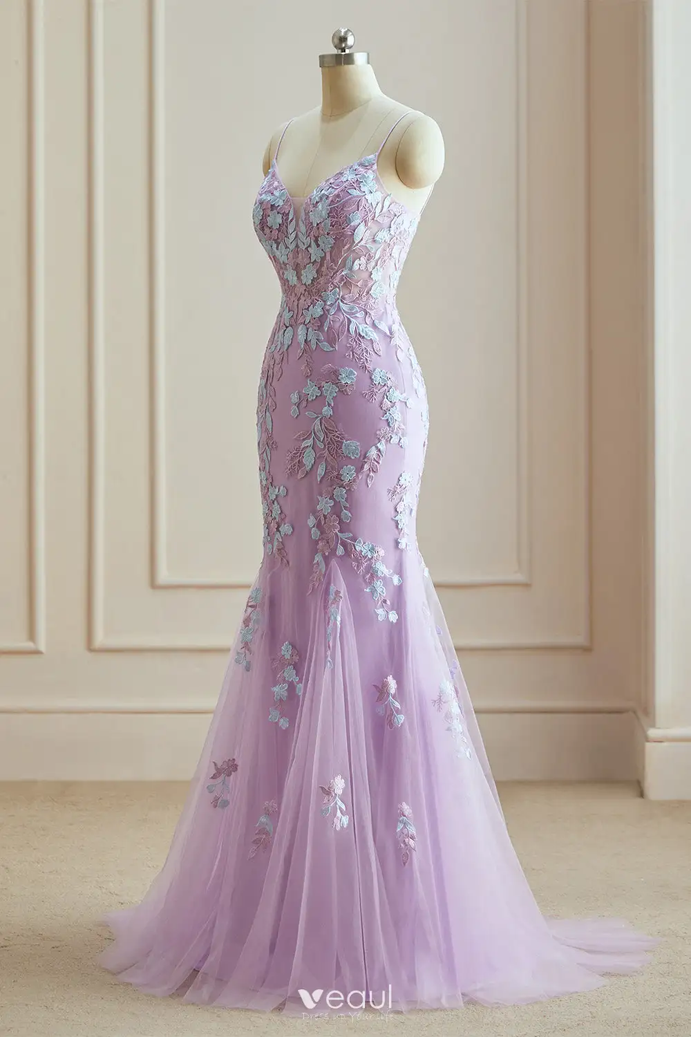 Lavender And Purple Petal Rich Hand Worked Gown
