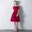 Modest / Simple Black Graduation Dresses 2018 A-Line / Princess Off-The-Shoulder Short Sleeve Backless Knee-Length Formal Dresses