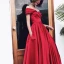 Charmant Rouge Robe De Soirée 2018 Princesse Volants De l'épaule Dos Nu Manches Courtes Longue Robe De Ceremonie
