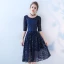 Chic / Belle Bordeaux de retour Robe De Graduation 2017 Robe De Ceremonie En Dentelle Noeud Paillettes Encolure Dégagée 3/4 Manches Mi-Longues Princesse