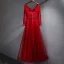 Chic / Belle Bordeaux Robe De Soirée 2017 Princesse En Dentelle Cristal Ceinture Dos Nu V-Cou Manches Longues Longueur Cheville Robe De Ceremonie