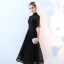 Chic / Beautiful Black Homecoming Graduation Dresses A-Line / Princess 2017 Lace Bow High Neck Short Sleeve Tea-length Formal Dresses