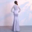 Chic / Belle Argenté Robe De Soirée 2017 Trompette / Sirène En Dentelle Encolure Dégagée 3/4 Manches Longue Robe De Ceremonie